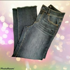 1822 Denim Distressed Ankle Straight Crop Jeans: 1
